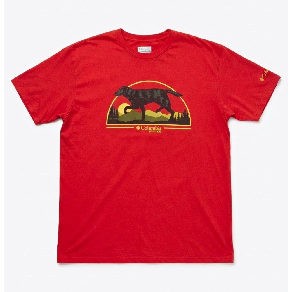 Columbia PFG Men's Red Graphic Logo T-Shirt Short Sleeve Outdoor Coastal